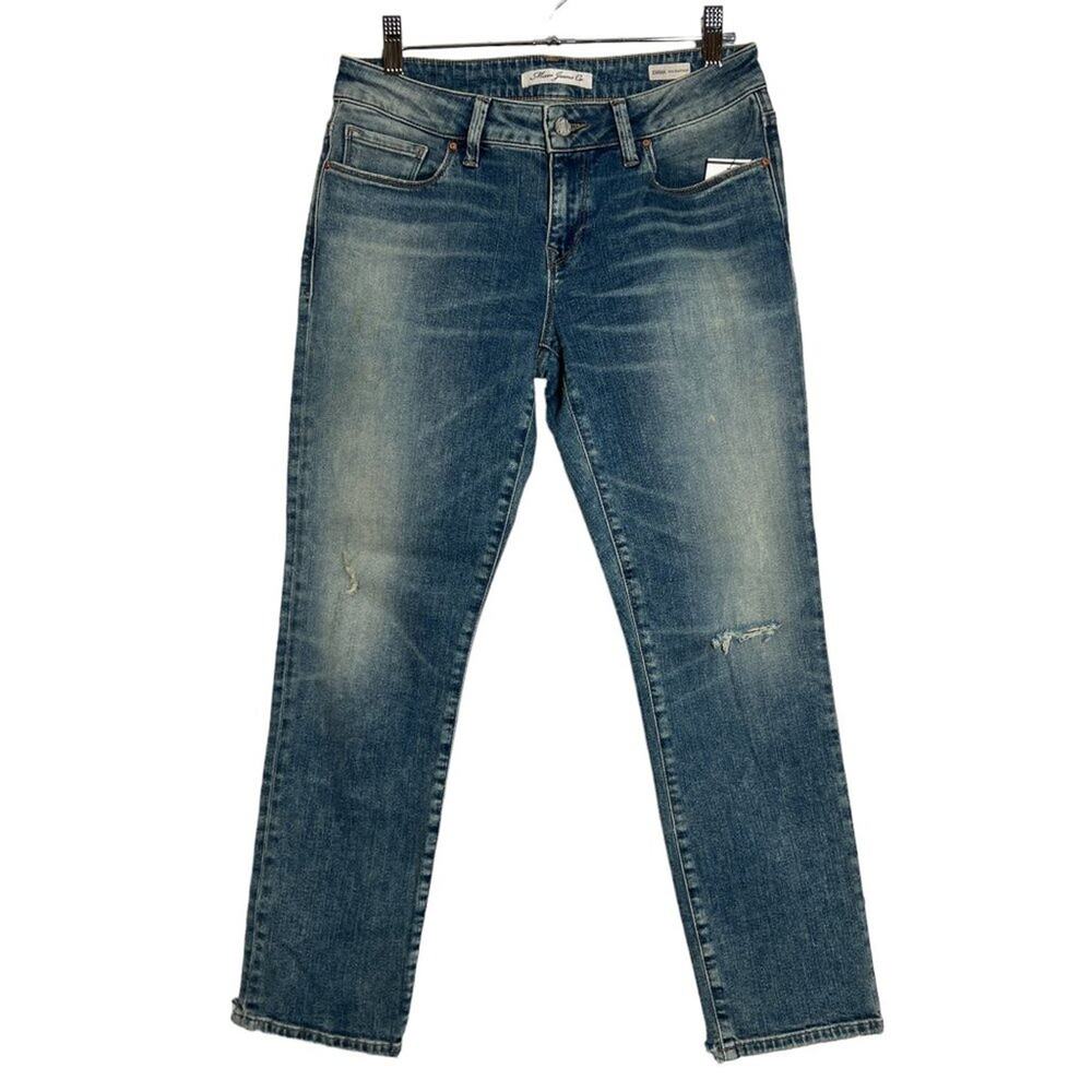 NWT MAVI EMMA Mid Rise Slim Boyfriend Jeans SIZE 27 Distressed Hem Denim NEW